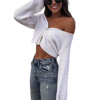 Women Knitted Tees Cropped Solid Long Sleeve Zipper Closure Knitted Tops Sweater Top Cloth Casual Outwear Simple Tops Streetwear