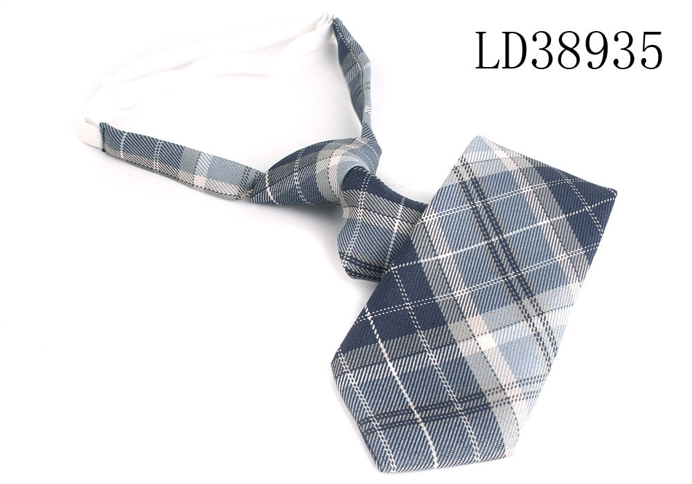 Skinny Ties For Men Women Casual Plaid Necktie Suits Boys Girls Ties Slim Men Necktie Gravatas Simple Lazy person Student Tie