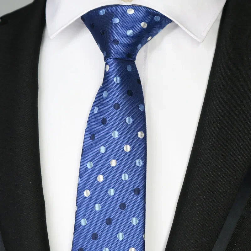 New Slim Narrow Skinny 6CM Mens Necktie Neck Ties For Man Plaids Polka Dot Striped Jacquard Cravat Business Party Corbatas