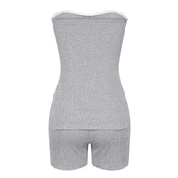 Sexy Solid Slim Suit For Women Fashion Strapless Side Split Top Elastic Waist Package Hip Shorts Two Piece Set 2026 Summer New