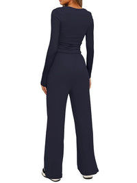 2025 autumn/winter asymmetrical design casual suit women's long sleeved wide leg pants multi occasion sportswear