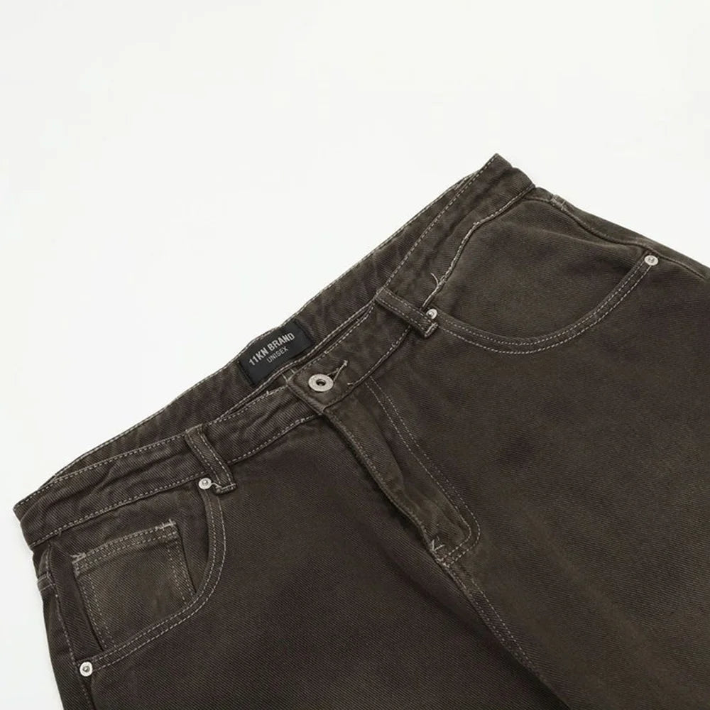 Mens Long Pants Washed Dyed Jeans Autumn Casual Hawaiian Daily Wear-Resistant American Style Pants Men's Clothing Unisex 2024