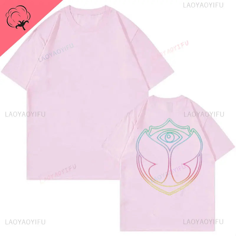 2025 Tomorrowlands Music EDC Electric Syllabic Wear Around The Disco Clothes Pure Cotton Man Women T-shirt Round Collar Tops