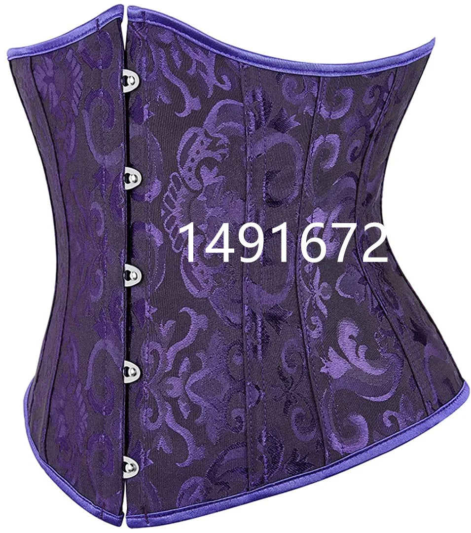 Pink Corset Underbust Top Wome Plus Size Waist Cincher Sexy Gothic Corpete Corselet Fashion Black White Red Blue Rose