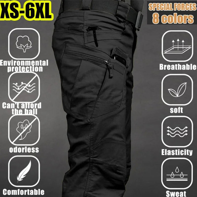 Men's Tactical Cargo Pants 6XL Plus Size Outdoor Casual Sports Pant Hiking Fishing Waterproof Multi-pocket Men Trousers