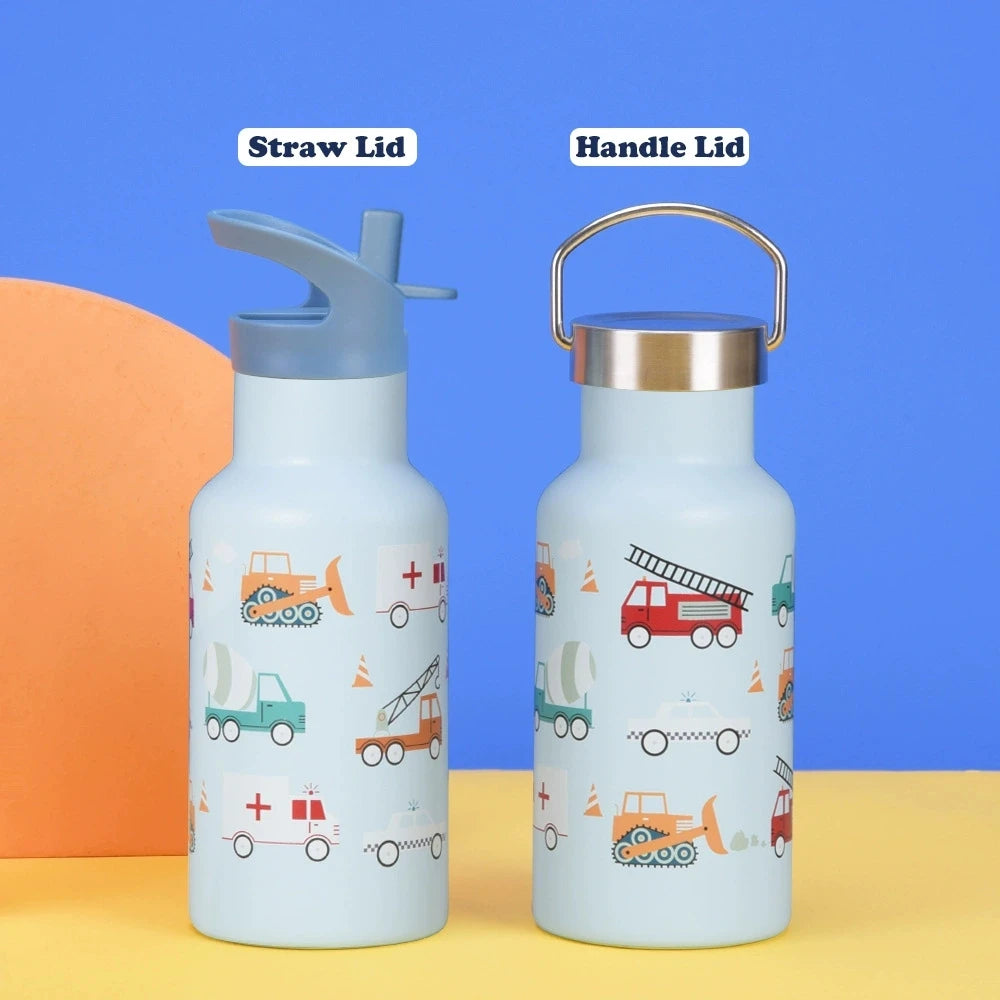 New 350Ml Insulated Cup Double-Layer Stainless Steel Sports Kettle Portable Outdoor Double Lid Handle With Straw Insulated Cup