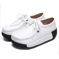 Women Loafers Autumn New Lace Up Platform Casual Shoes Fashion Ladies Non-slip Walking Shoes Female Rocking Shoes Size 41