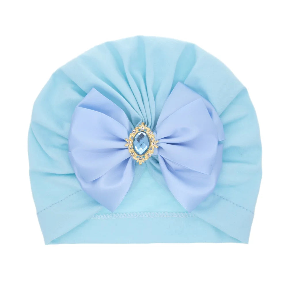 1 Pieces Children Print Baby Hat Kids Cap Newborn Girls Bowknot Diamond Photography Props Spring Autumn Beanie Infant Props