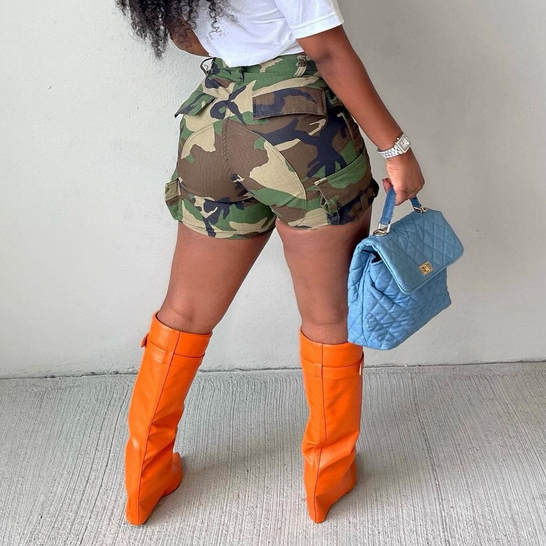 Hot sale skirt,2023 Camo Shorts Cargo Pant High Waist Skinny Joggers Fall Clothes Women Camouflage Sweat Pocket Casual Pants Y2K