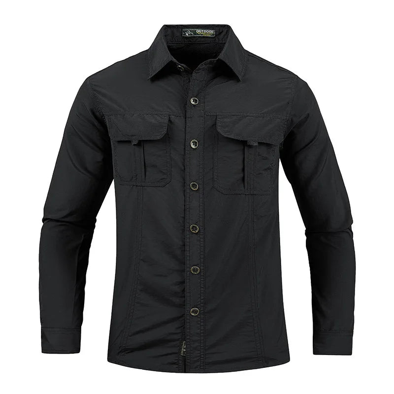 2023 New Mens Military Shirt Men Short Sleeve Cargo Shirts 100% Cotton Casual Solid Shirt Male Pocket Work Shirt