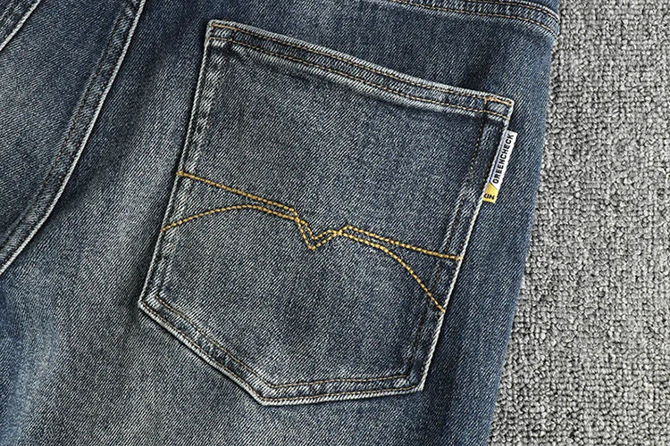 Embroidered Retro Jeans Men's High-End Quality Men's Clothing Slim-Fitting Small Straight Fashionable All-Match Youth Trousers