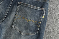 Embroidered Retro Jeans Men's High-End Quality Men's Clothing Slim-Fitting Small Straight Fashionable All-Match Youth Trousers