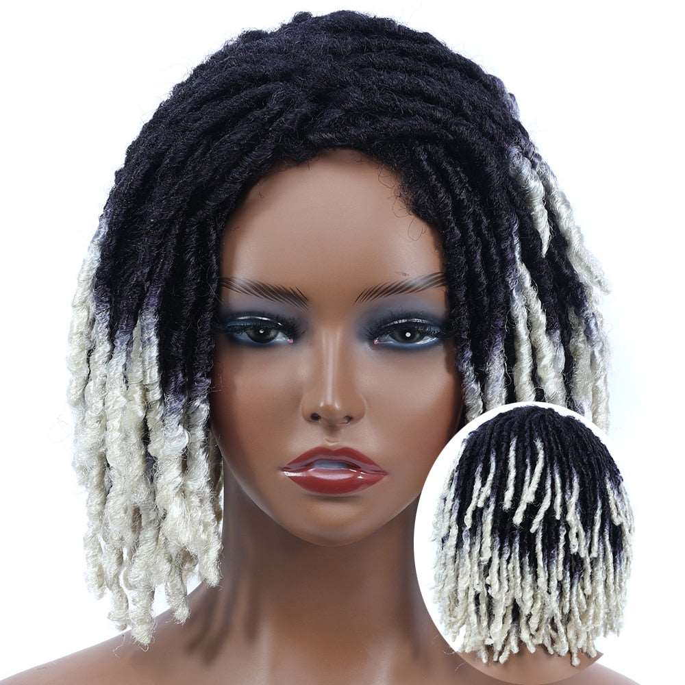 10 Inches Braided Wigs  Afro Bob Wig Synthetic DreadLock Wigs For Black Woman Short Curly Ends Cosplay Yun Rong Hair