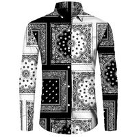 Men's Long Sleeved Button Up Shirt Autumn Comfortable Lapel Shirt Retro Ethnic Style Mens Long Sleeved Trend Street Men Clothing