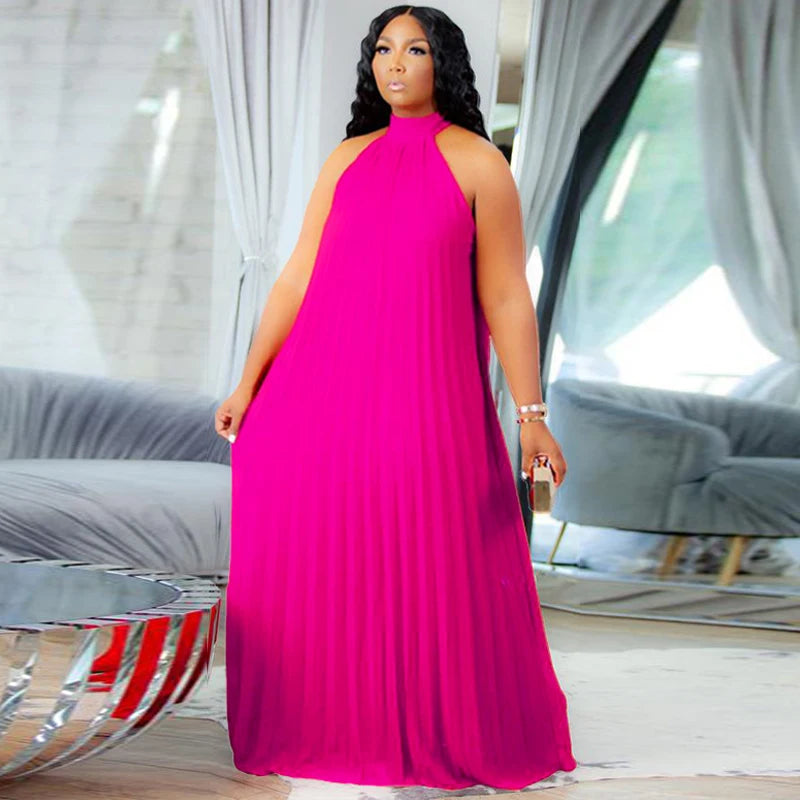 Easter Dresses Rose Red Elegant Solid Patchwork Fold Halter A Line Plus Size Dresses(Rose Red/4XL) Easter Dresses Rose Red Elegant Solid Patchwork Fold Halter A Line Plus Size Dresses(Rose Red/4XL)