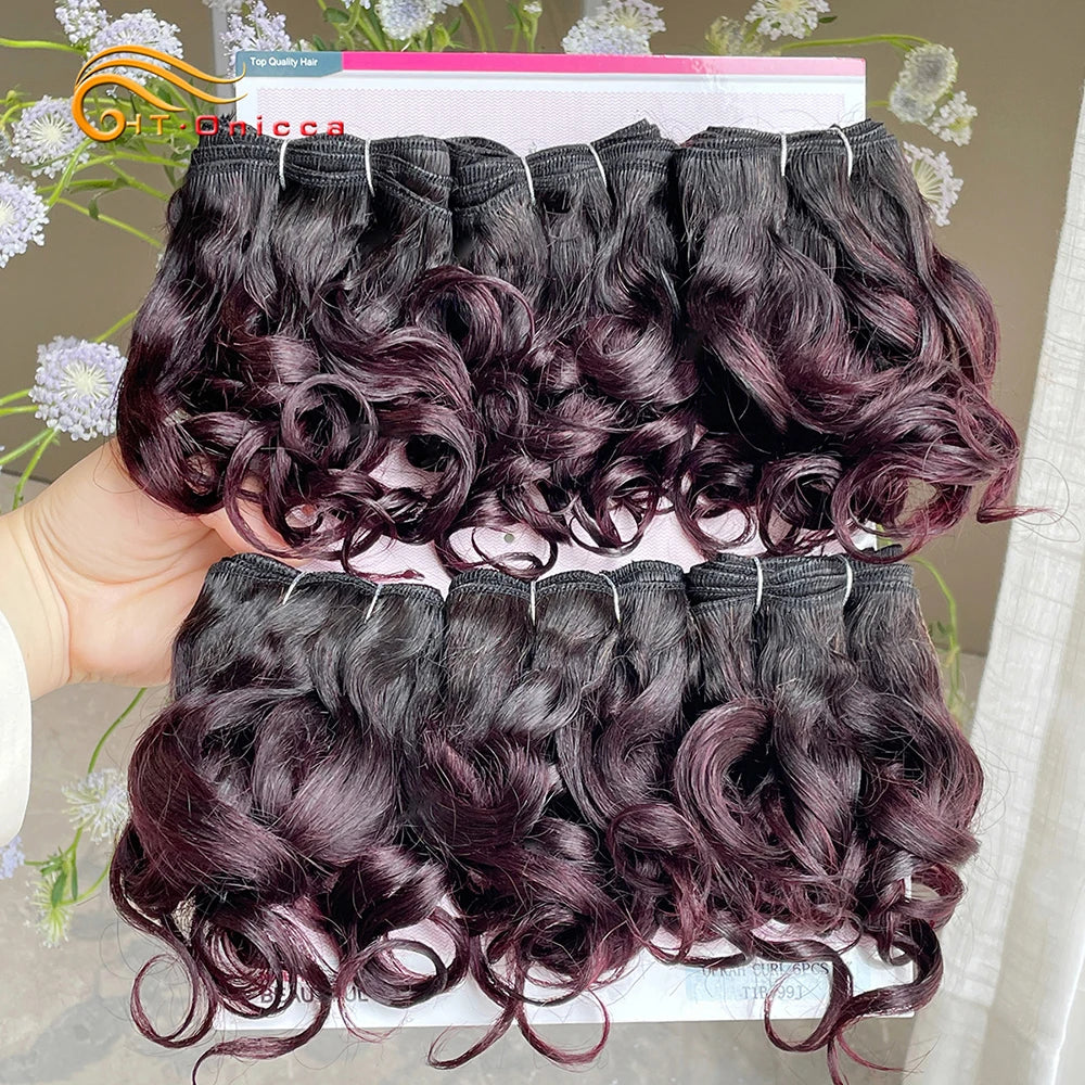 Blonde Bouncy Curly Bundles 100% Human Hair Bundles For Black Women Indian Short Curly Hair Bundles Colored 1B 27 30 99J