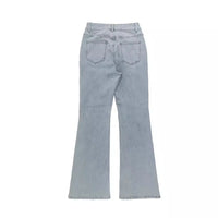 Men Jeans Boot Cut Solid Jean Wide Leg Denim Pant Distressed Washed Full Ankle Length Pockets Zipper Fly High Waist Basics