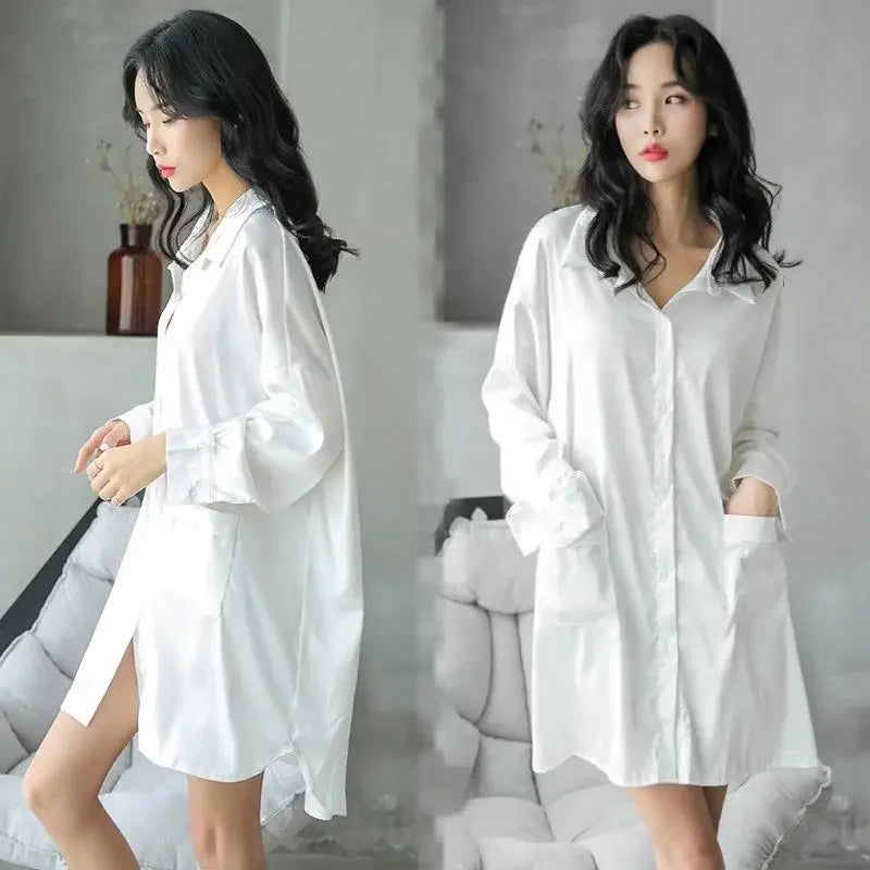 Spring Clothing White Printed Loose Pattern Women's Shirts and Blouses Top for Woman Long Sleeve Cute Elegant Tunic 2025 Novelty