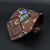 Vintage Men's Tie Geometry Paisley Khaki Blue Necktie Soft Chic Bohemian Print 9cm Ties For Men Wedding Business Daily Accessory