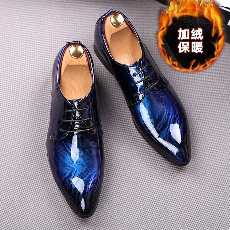 Men's Dress Shoes Patent Leather Business Shoes Pointed Toe Zapatos Hombre Oxfords Shoes For Men Sapatos Social Masculino