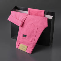 Wine Red Jeans Men Fashion Casual Classic Style Business Straight Slim Fit Trousers Male Advanced Pants 6 Colors Plus Size 28-44