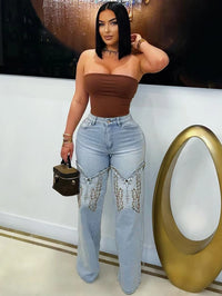 2025 Summer Fashion Woman Vintage Embroidery Denim Trousers Casual High Waist Straight Leg Jeans Women Street Clothes Jean Pants