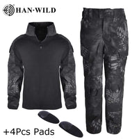 Children Tactical Suits Camouflage Suit Special Forces Combat Uniform Kids Outdoor Sport Training Sets with Knee Pads Camping