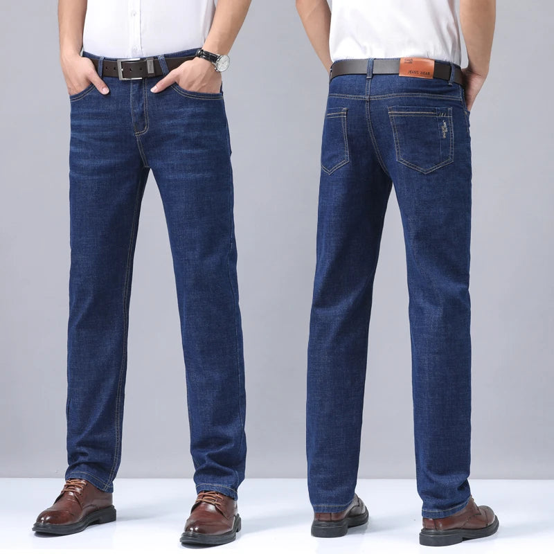 Men's Denim Jeans Thin Summer Straight Business Soft Fashion New High Quality Pants New Arrivals Dropship OL Work Trousers