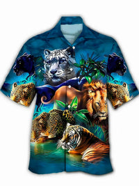 New Hawaii Spring/Summer Fashion Leisure Street Walk Tourist Beach Printed Full Open Short Sleeve Button Shirt, Quick Shipping