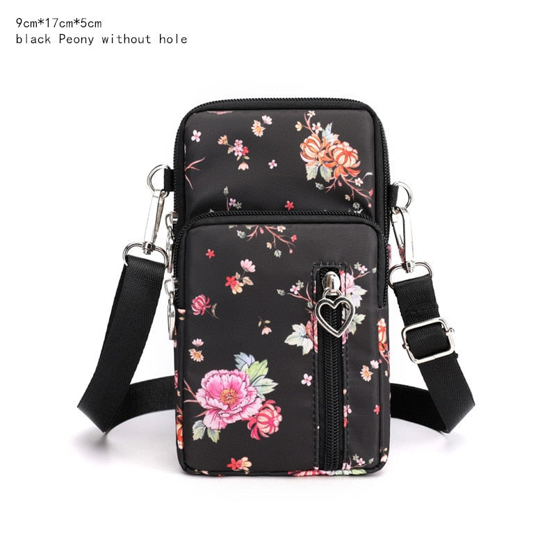 Women&#39;s Mini Shoulder Bag Oxford Waterproof Handbag Wrist Pouch Wallet Sports Cell Mobile Phone Bag Crossbody Bags for Girls