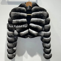 Natural Rex Rabbit Fur Jacket Real Fur Coat Chinchilla Fur Winter Jackets Women