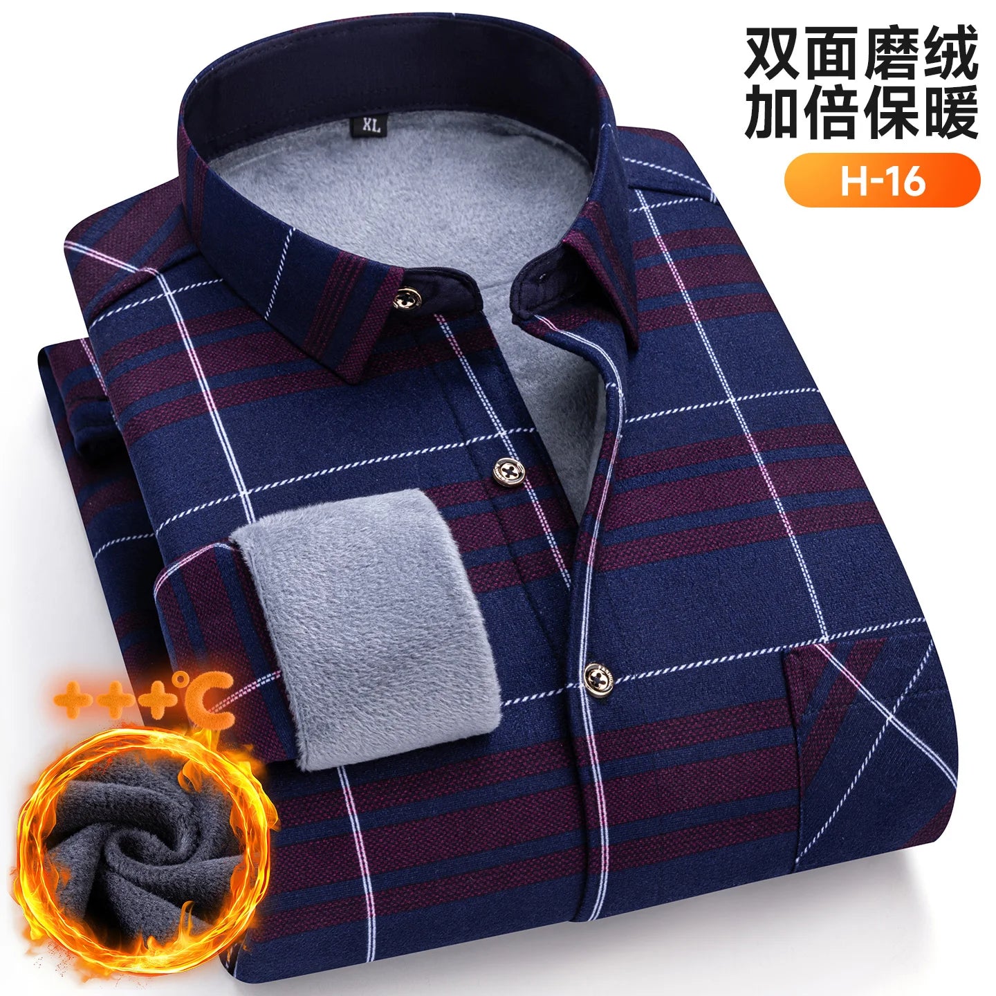 Winter Warm Men's Plaid Shirts Thickened Flannel Casual Menswear Long Sleeve Plus Size Office Workwear Casual Male Check Shirts