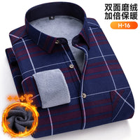 Winter Warm Men's Plaid Shirts Thickened Flannel Casual Menswear Long Sleeve Plus Size Office Workwear Casual Male Check Shirts