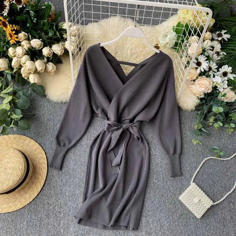 YuooMuoo Autumn Winter Women Knitted Sweater Dress 2022 New Korean Lon Mega Mart Center YuooMuoo Autumn Winter Women Knitted Sweater Dress 2022 New Korean Lon Mega Mart Center