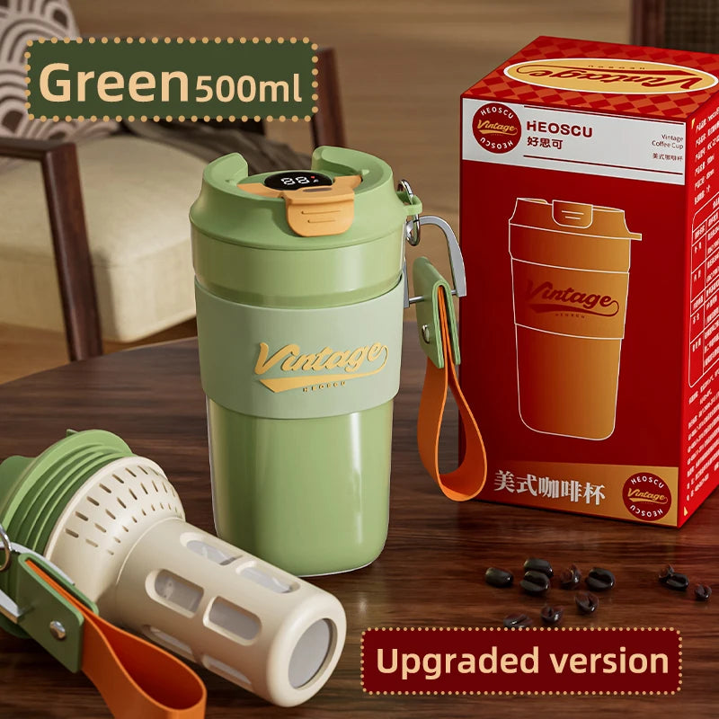 Stainless Steel Coffee Cup Outdoor Portable Thermo Coffee Cup Insulated Mugs Leak-Proof Thermos Bottle Tea Coffee Mug 500ML