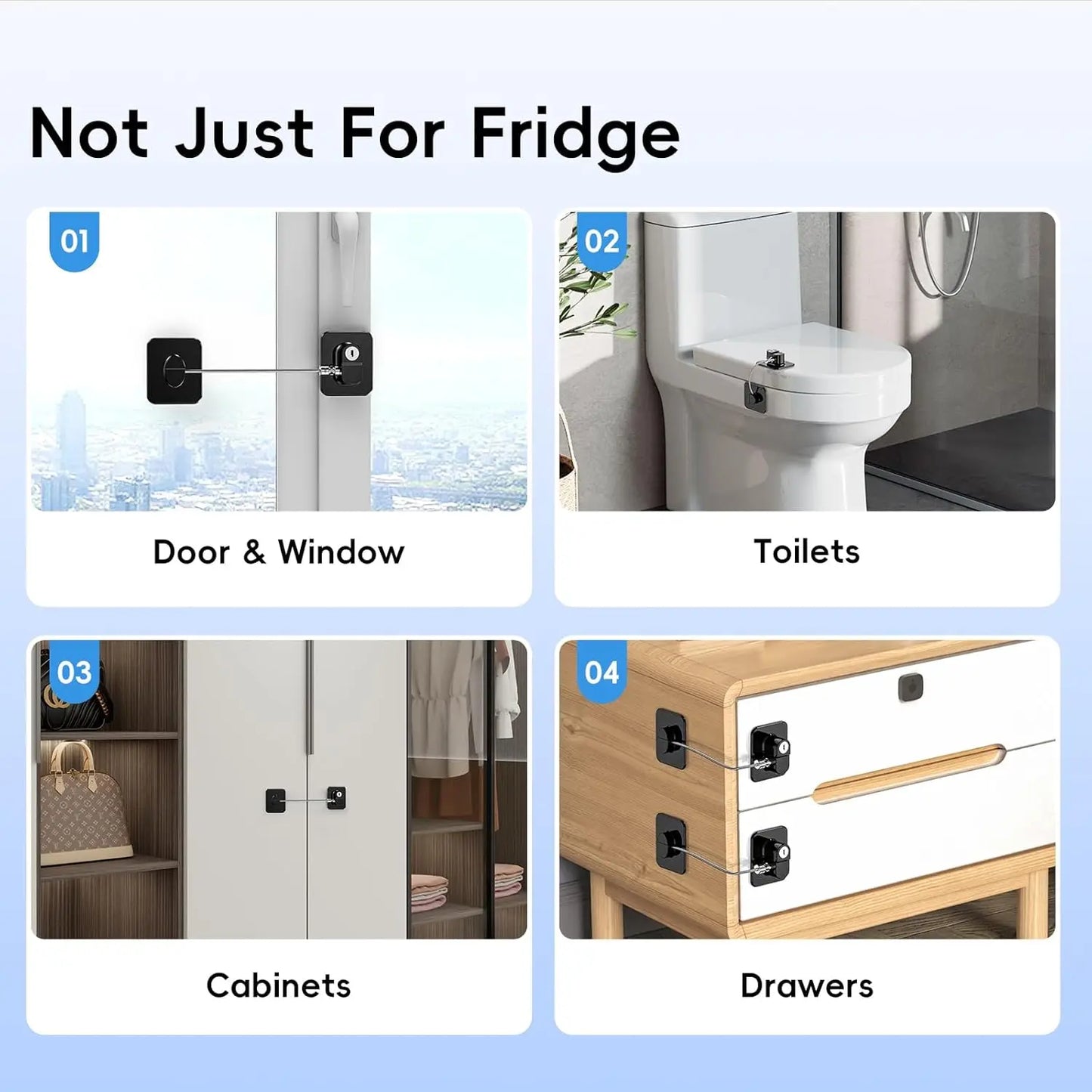 1Pcs Child Safety Lock - Multi-functional Cabinet Locks No Drill Needed for Refrigerator Lock Drawer& Closet  Window Lock Baby