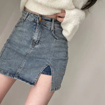 Rimocy Korean High Wiast Denim Mini Skirt Women Summer Sexy Tight Bag Hip Skirts Woman 2023 Slim Fit Y2K Short Skirts Female