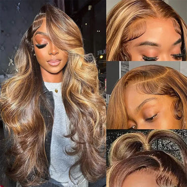 Body Wave Wig Highlight Ombre Lace Front Wig Human Hair 30 32 Inch Colored Wigs 13x4 13x6 Hd Lace Frontal Wigs For Black Women