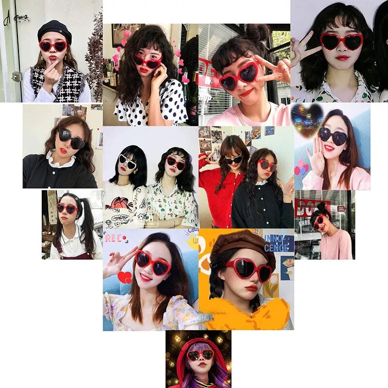 Women Fashion Heart Shaped Effects Glasses Watch The Lights Change To Heart Shape At Night Diffraction Glasses Female Sunglasses