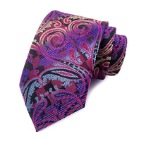 Luxury 8CM Mens Necktie Purple Color Stripes Floral Plaid Solid Dot Ties For Man Groom Neck Tie For Business Wedding Party