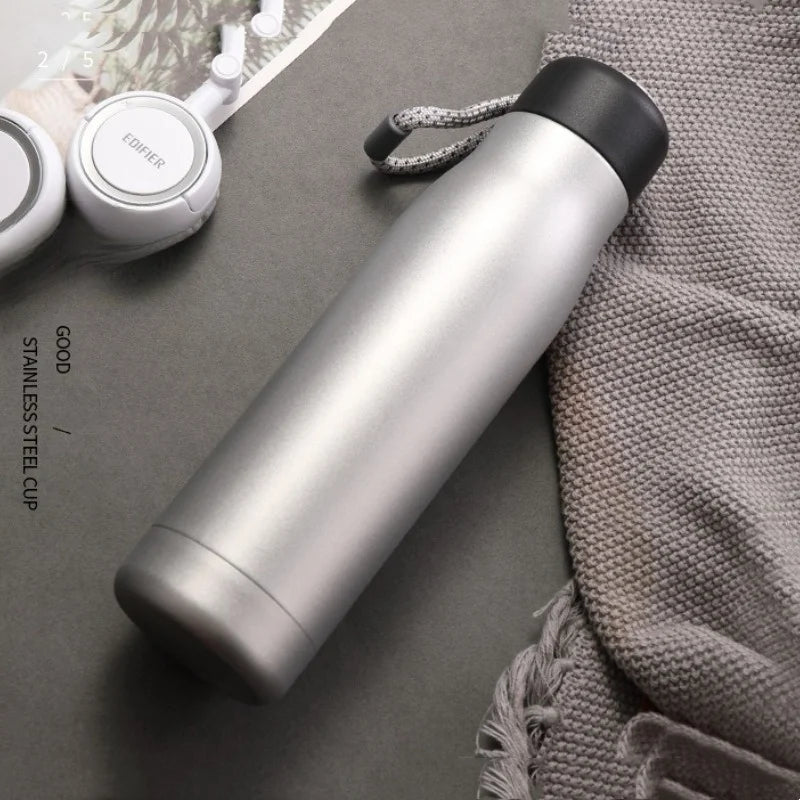 JUSTINLAU Spot Goods 400/550ML Thermos Cup Vacuum Flasks with Rope Stainless Steel Outdoor Travel Portable Thermal Water Bottles