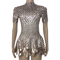 Melanie Metallic Party Dress Celebrate Birthday Dress Women Sequins Bodycon Dress Nightclub Prom Short Dress Stage Costumes