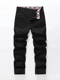 Men’s Slim Fit Ripped Black Jeans Distressed Casual Pants Streetwear Fashion Trousers USA Flag Print Waistband