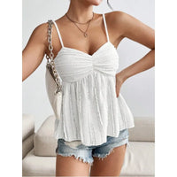 2026 Summer New Fashion Women's Top Spaghetti Strap Camisole Ruffled Hem Chest Folds Sweet Summer Blouse Y2k Clothing