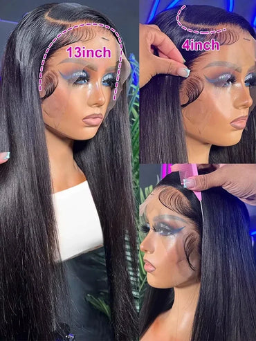 220 Density Bone Straight Human Hair Frontal Wig 13x6 Hd Transparent Lace Front Wigs For Women 13x4 Pre Plucked Brazilian Wigs