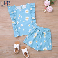 Humor Bear  Summer New Grils Clothes Korean Dot Girl Big Bow T-shirt+ Shorts Children Clothing Set Kids Girls Clothes Suit