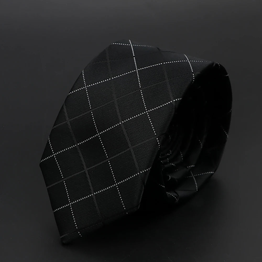 New Men Ties Solid Color Stripe Print Floral 6cm Jacquard Business Neckties Narrow Skinny Tie Wedding Prom Daily Wear Accessory