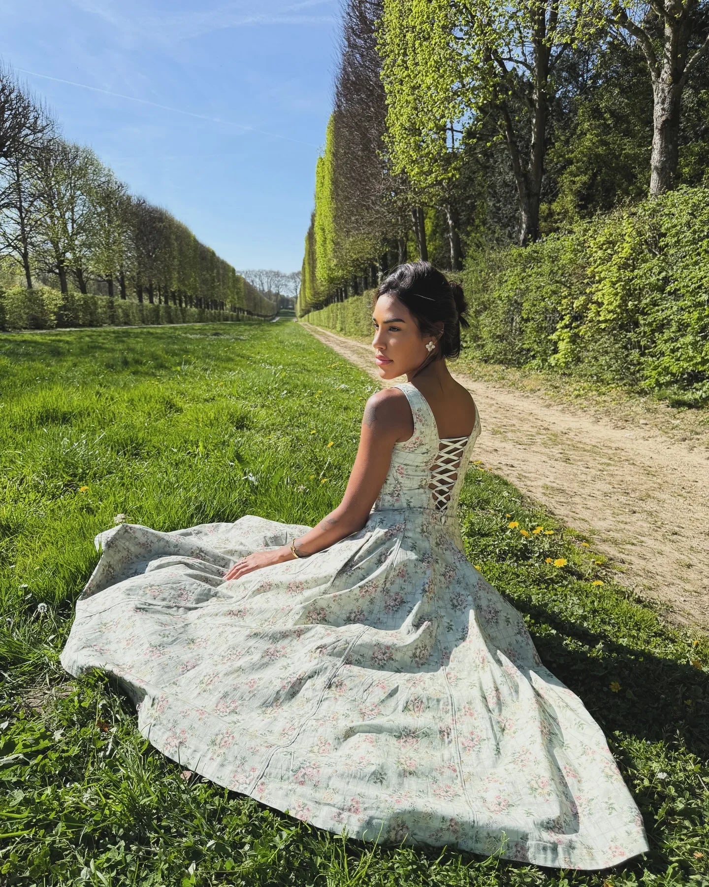 Summer Elegant Lace Up Dress 2025 New Arrivals Floral Print Midi Dress Women Sexy Corset Dress for Holiday Birthday
