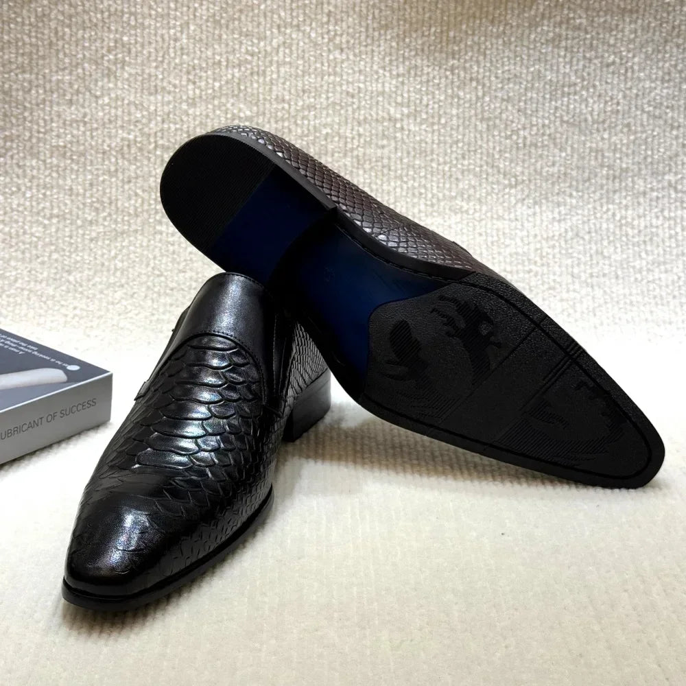 Men's Luxury Italian Leather Oxford Shoes Plaid Print Lace-Up Formal Black/Brown Office Wedding Fashionable New Arrival