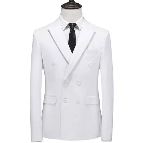 Men's Blue Double Breasted Formal Suit Jacket, Business Office Blazer, Masculino Wedding Party Dress Coat,  Slim Man Tuxedo